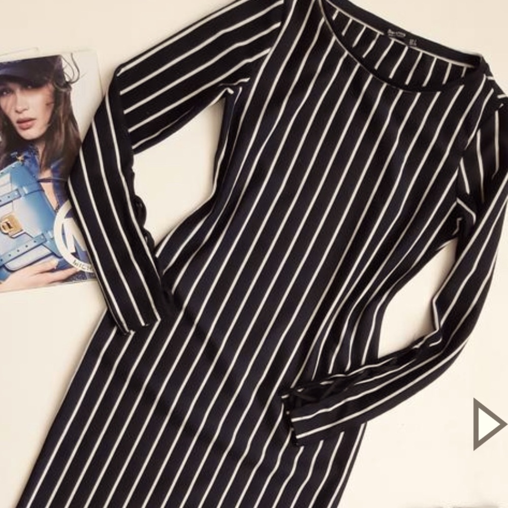 Bershka Black and white stripe dress size L